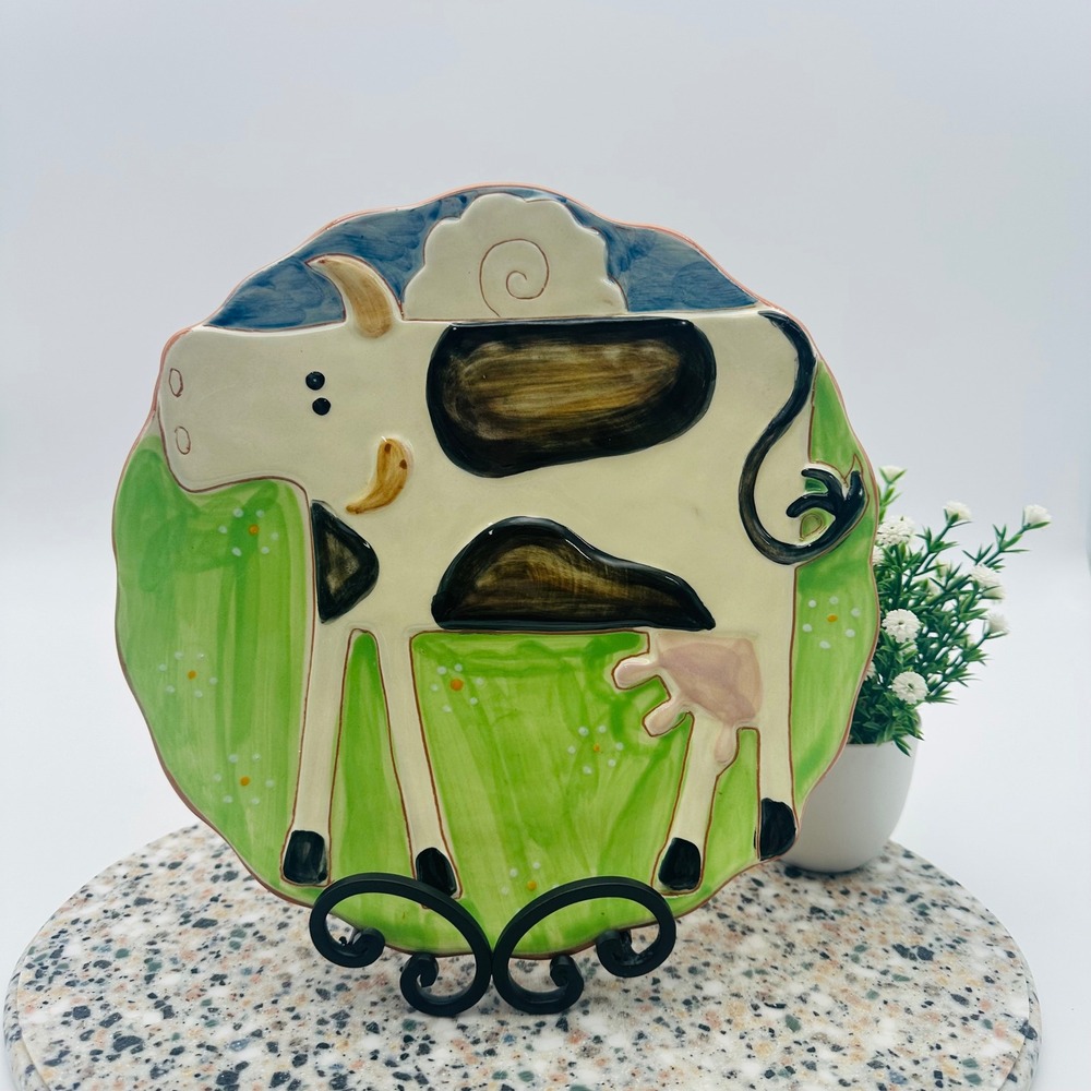 Molde Portugal Ceramic Cow Plate Hand Painted Farmhouse Wall Decor 11.5"